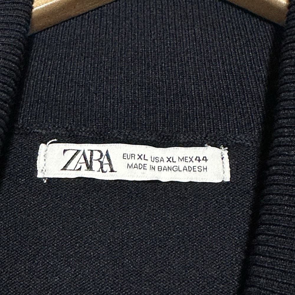 Zara Mens Turtleneck Sweater Mens Sz XL Blue Minimalist Ivy League Dark Academia - Picture 4 of 10